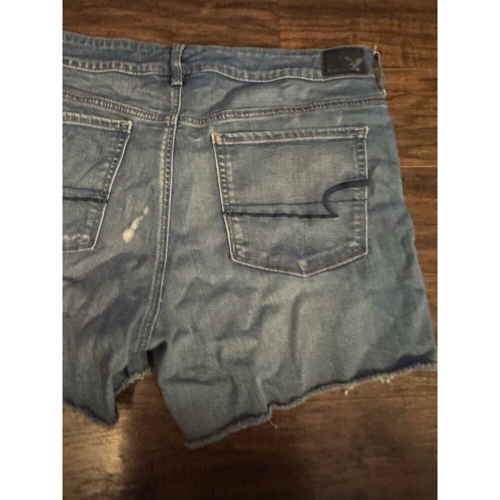 American Eagle Super Hi-Rise Shortie Stretch Blue Denim Shorts Plus Size 18 - Picture 5 of 12